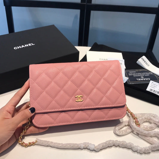 Chanel Wallet On Chain In Pink Calfskin