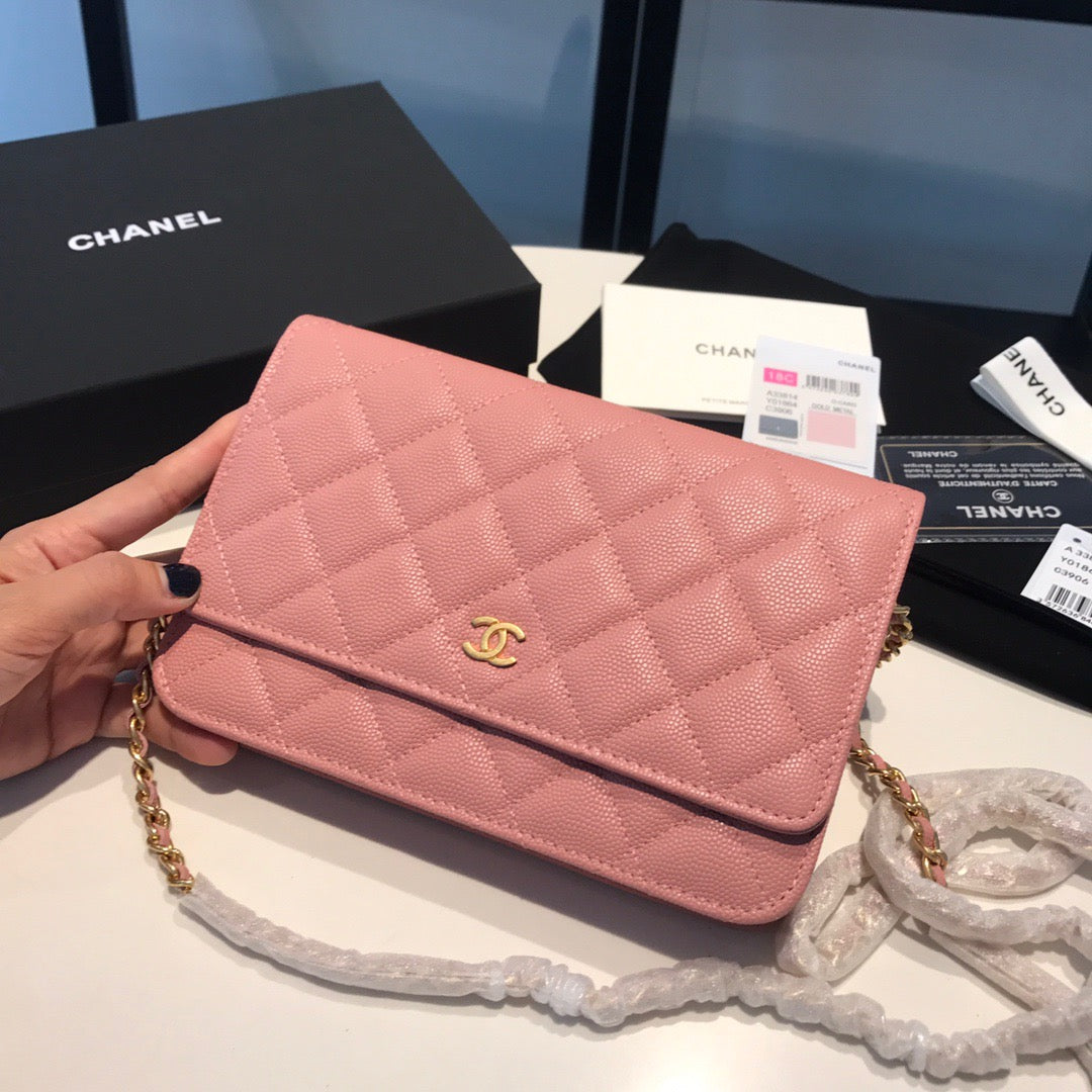 Chanel Wallet On Chain In Pink Calfskin