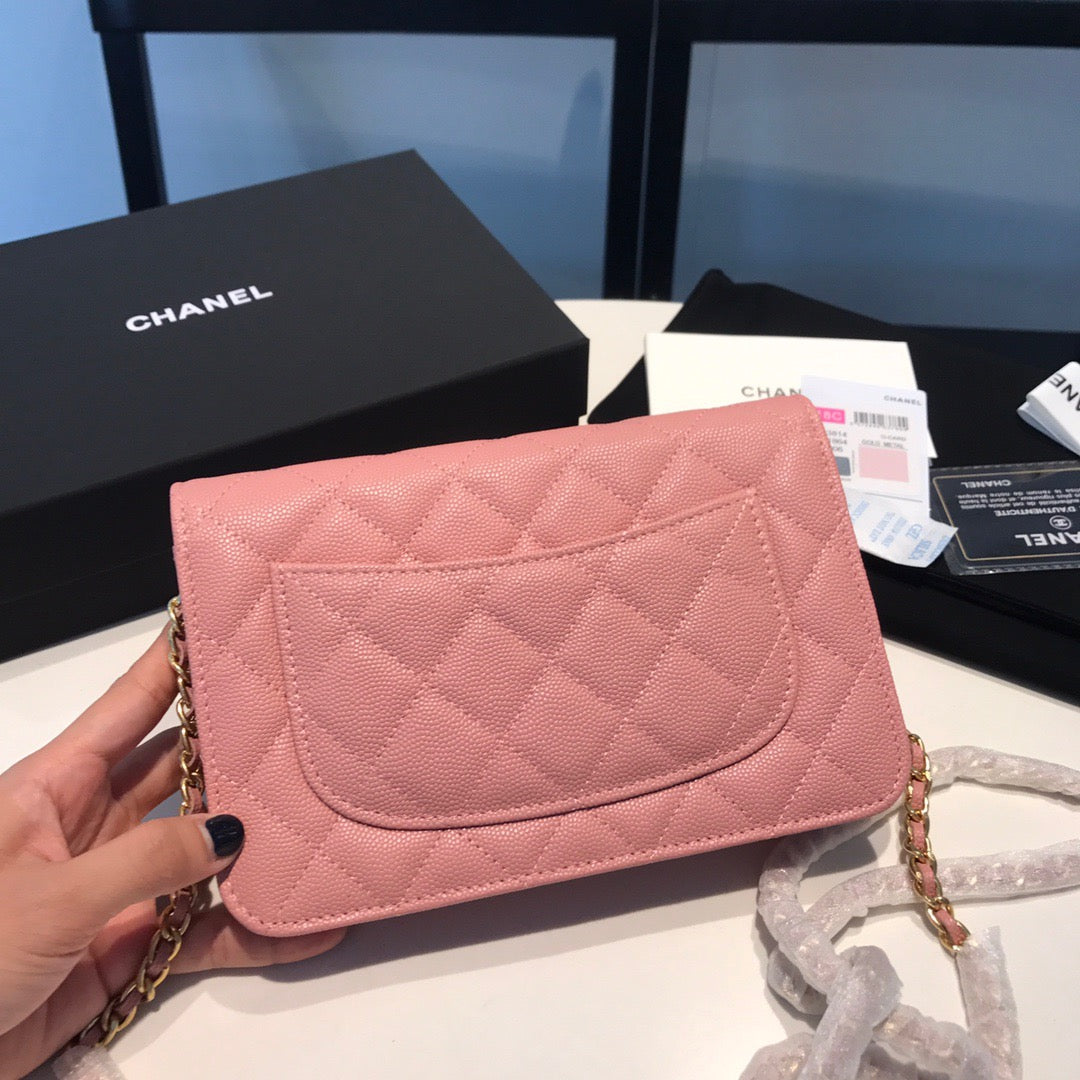 Chanel Wallet On Chain In Pink Calfskin