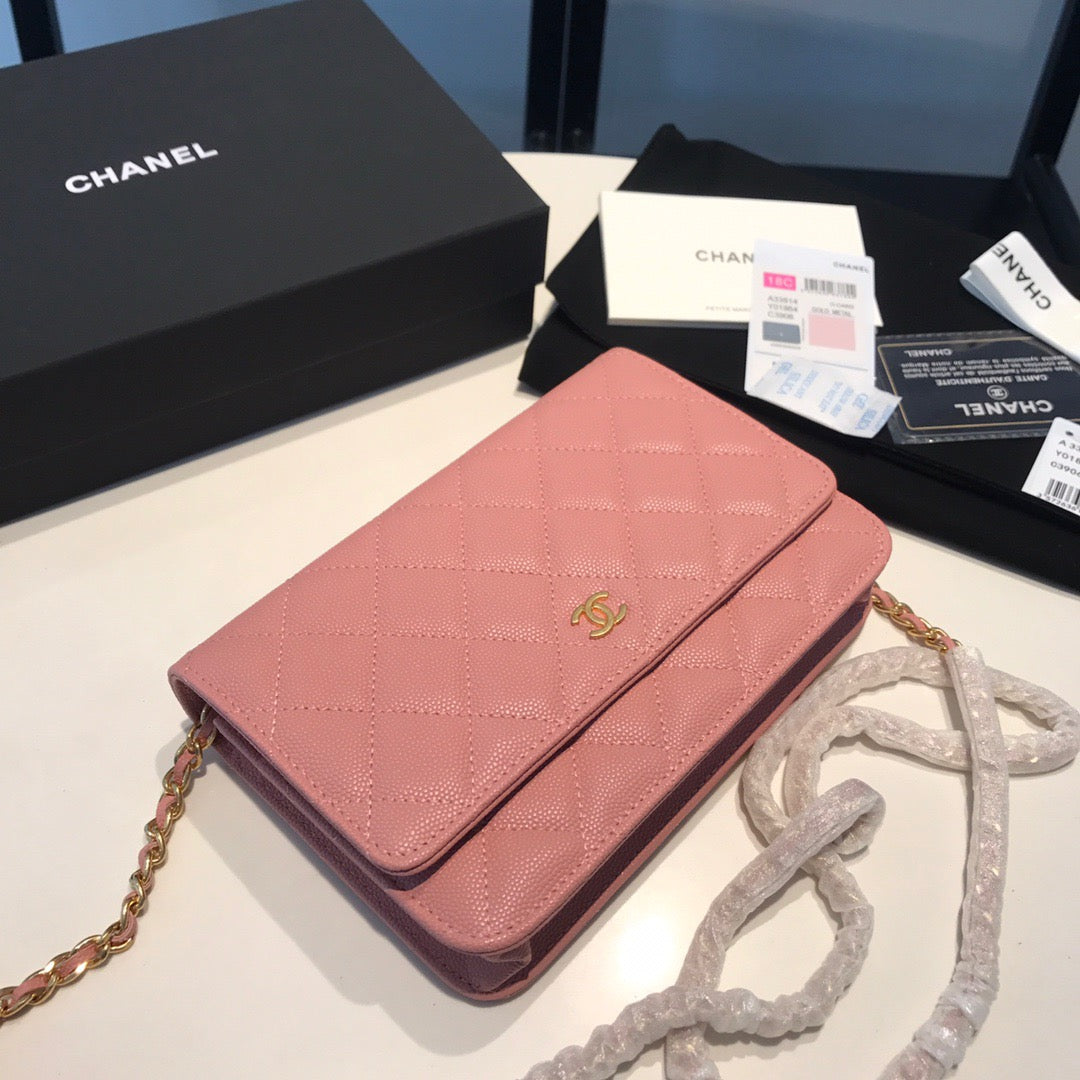 Chanel Wallet On Chain In Pink Calfskin