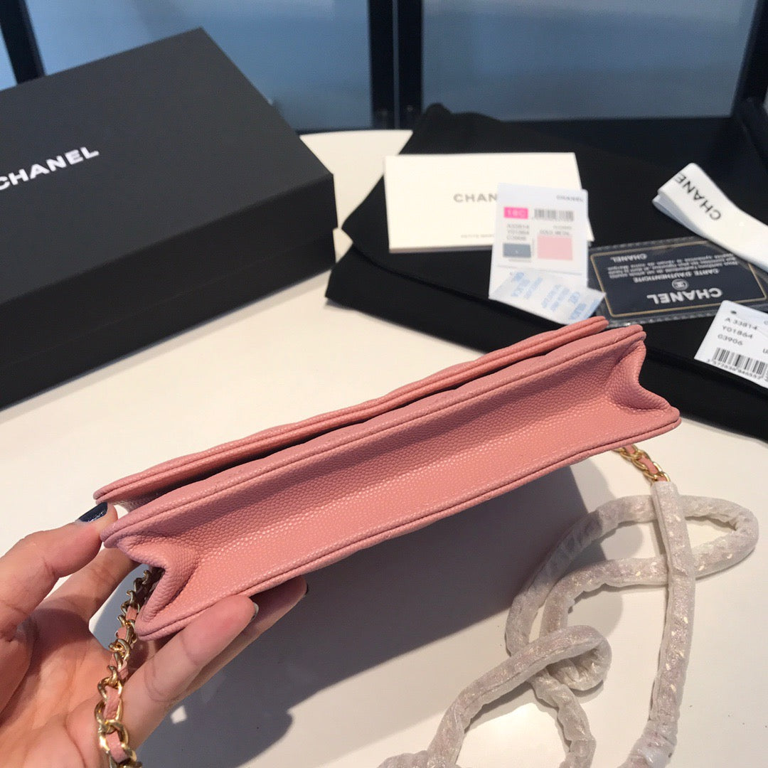 Chanel Wallet On Chain In Pink Calfskin