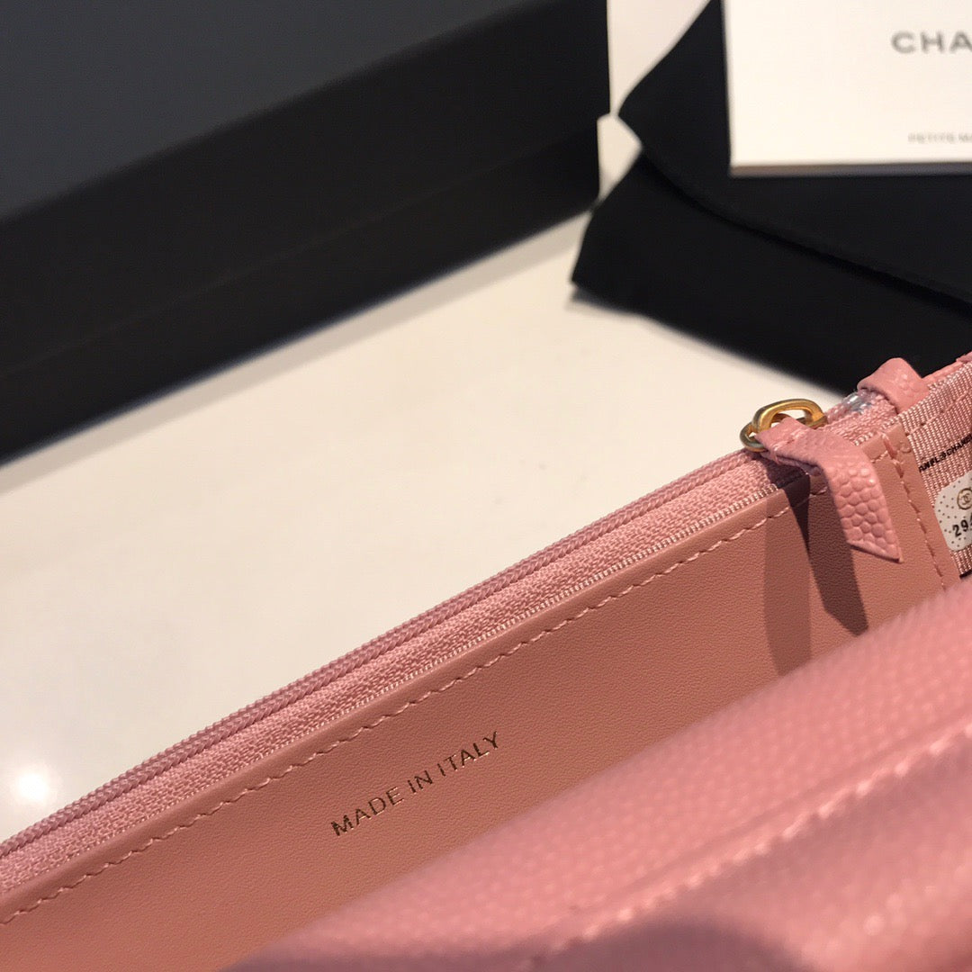 Chanel Wallet On Chain In Pink Calfskin