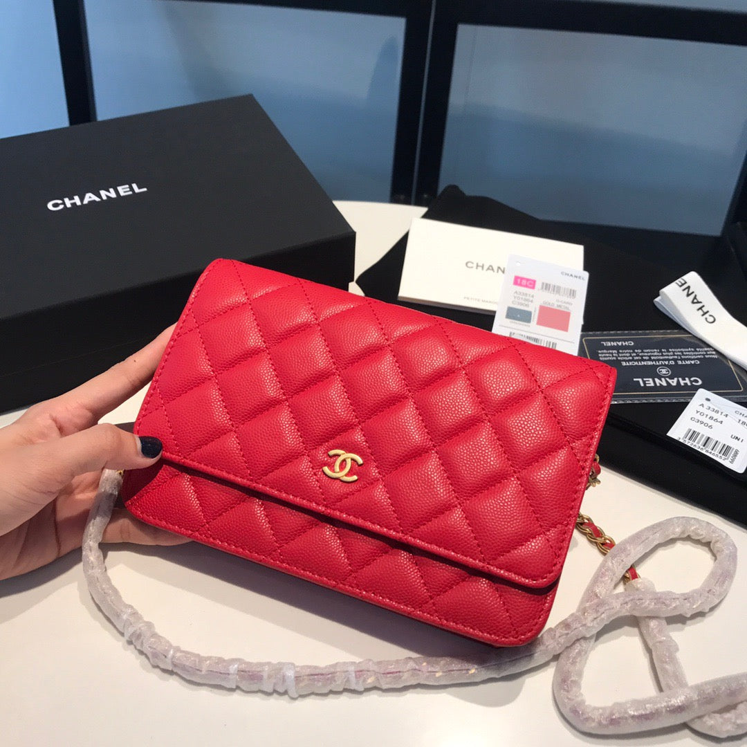 Chanel Wallet On Chain In Red Calfskin