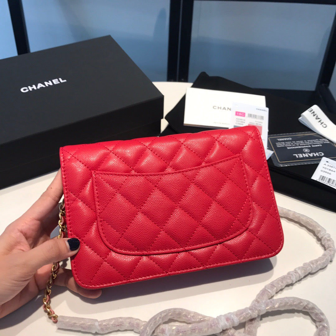 Chanel Wallet On Chain In Red Calfskin