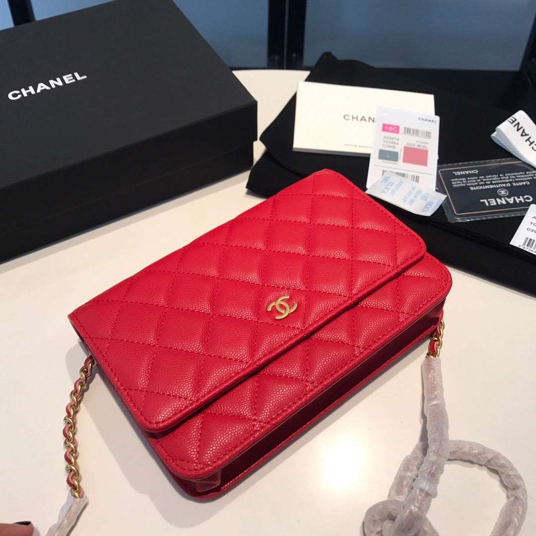 Chanel Wallet On Chain In Red Calfskin