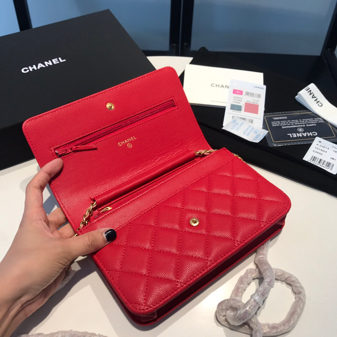 Chanel Wallet On Chain In Red Calfskin