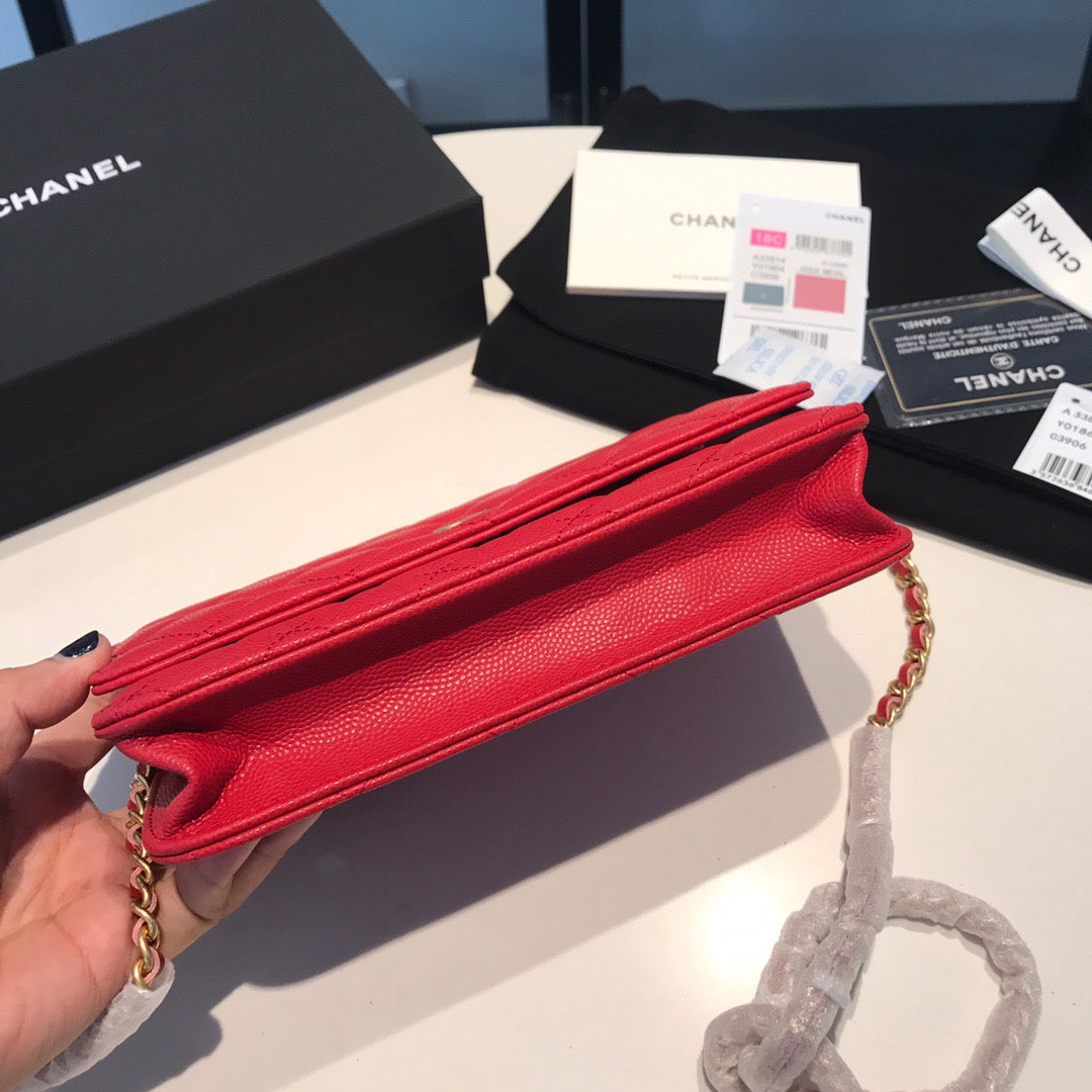 Chanel Wallet On Chain In Red Calfskin