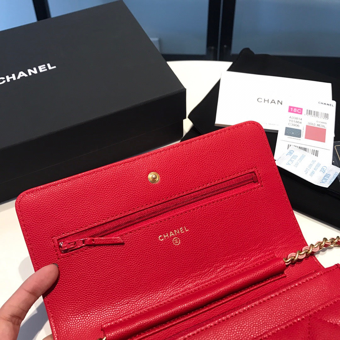 Chanel Wallet On Chain In Red Calfskin