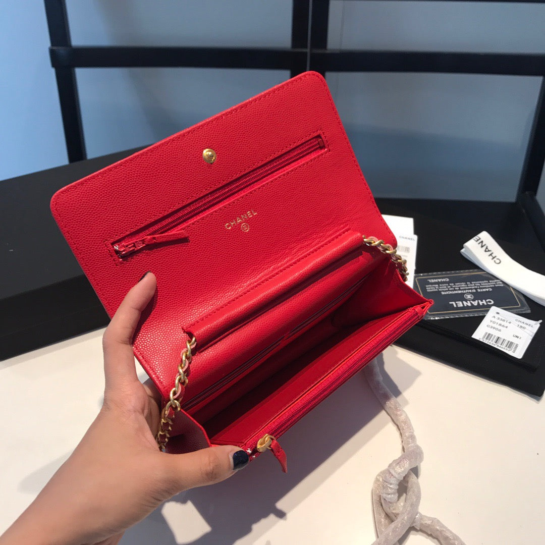 Chanel Wallet On Chain In Red Calfskin