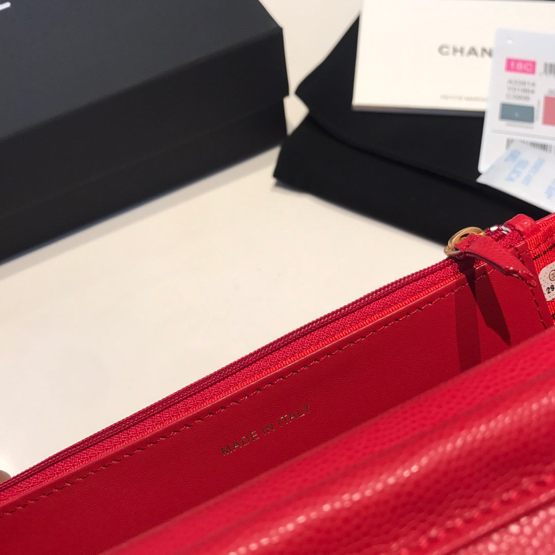 Chanel Wallet On Chain In Red Calfskin