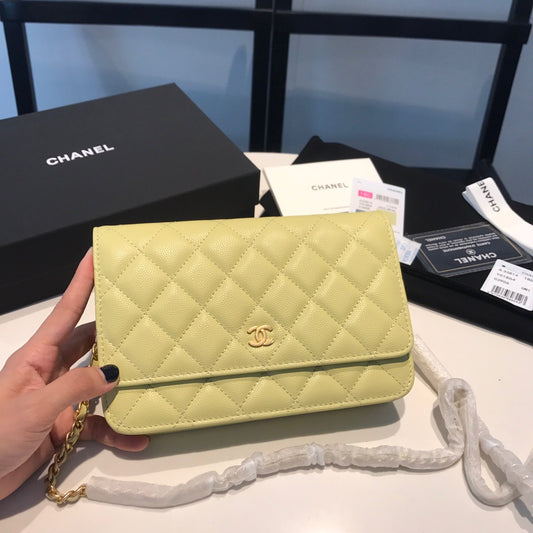 Chanel Wallet On Chain In Yellow Calfskin