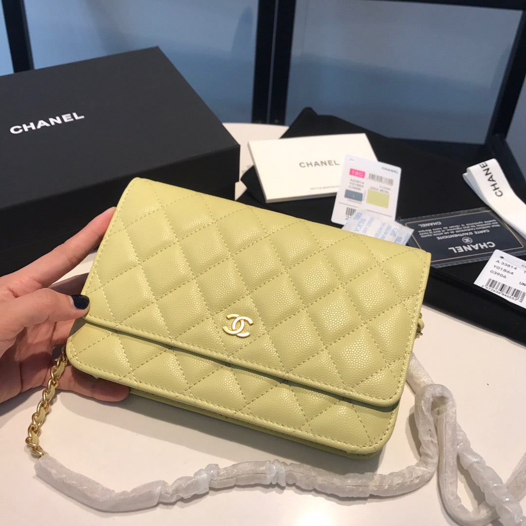 Chanel Wallet On Chain In Yellow Calfskin