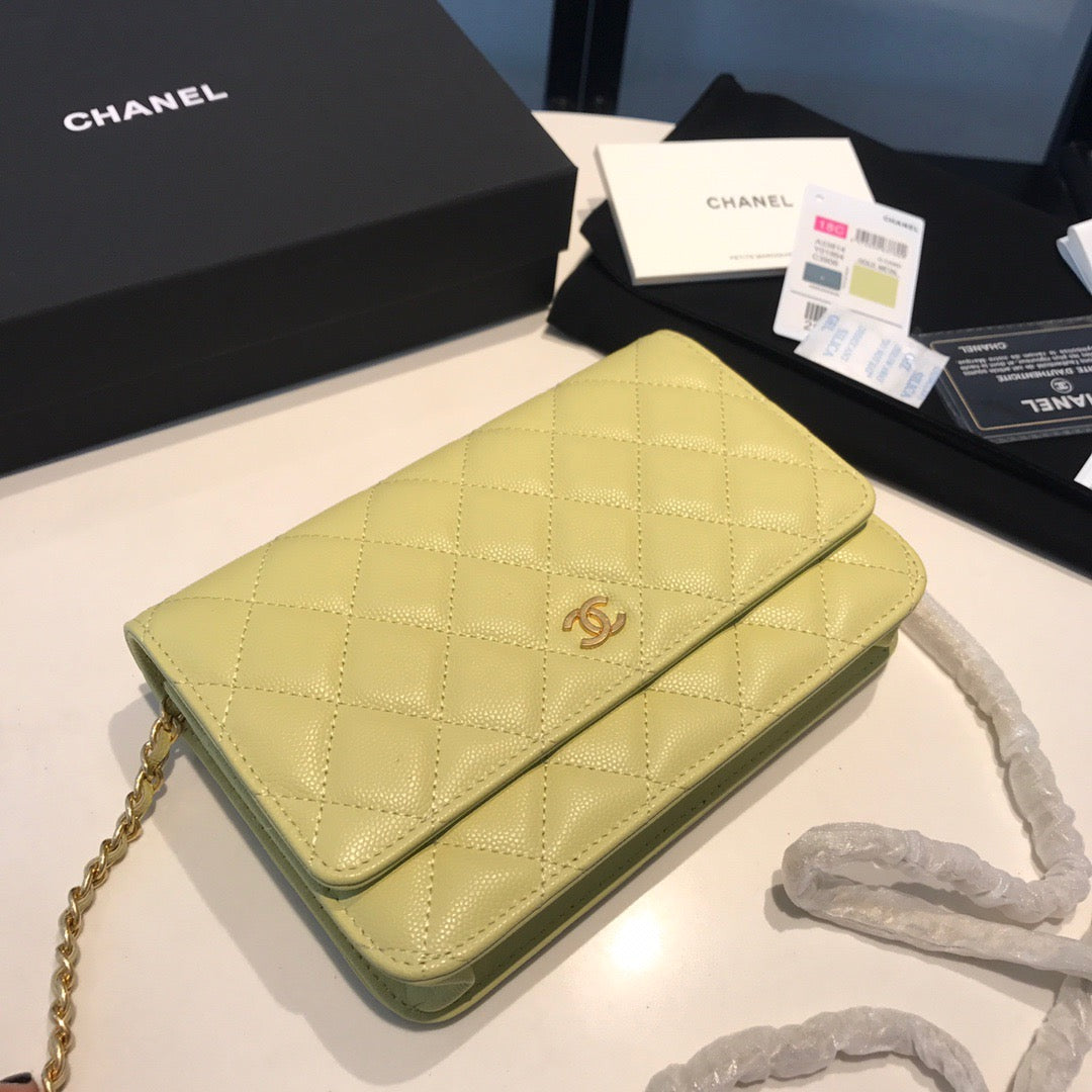 Chanel Wallet On Chain In Yellow Calfskin