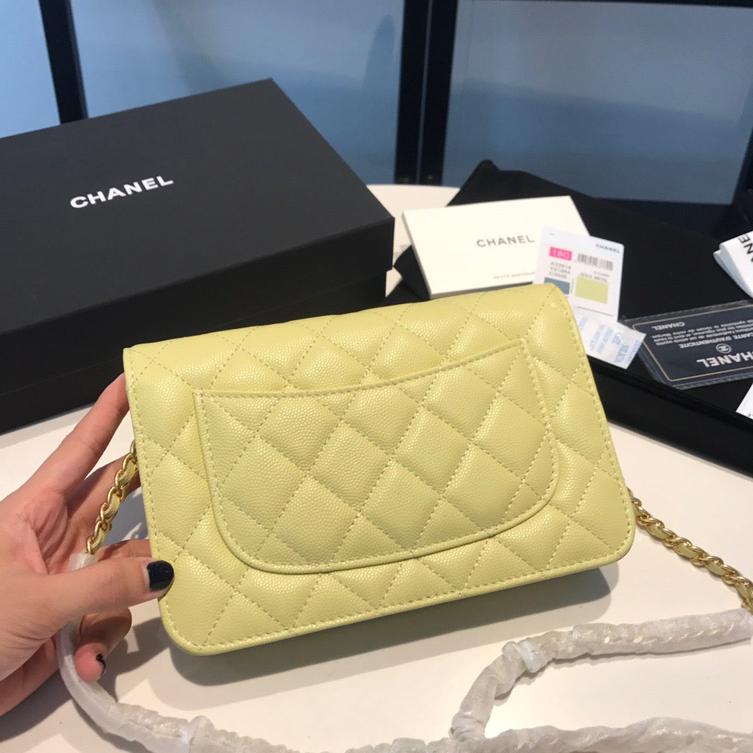 Chanel Wallet On Chain In Yellow Calfskin