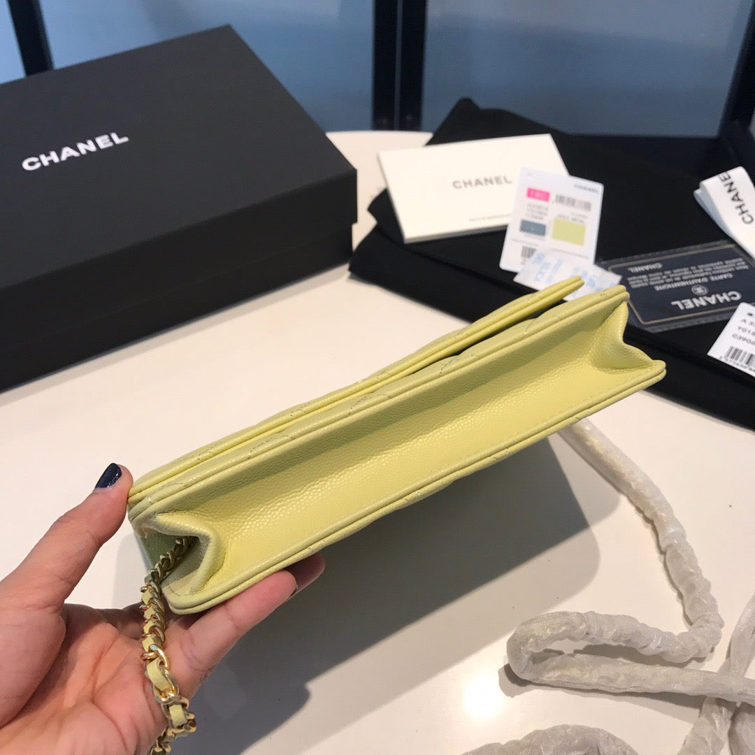 Chanel Wallet On Chain In Yellow Calfskin