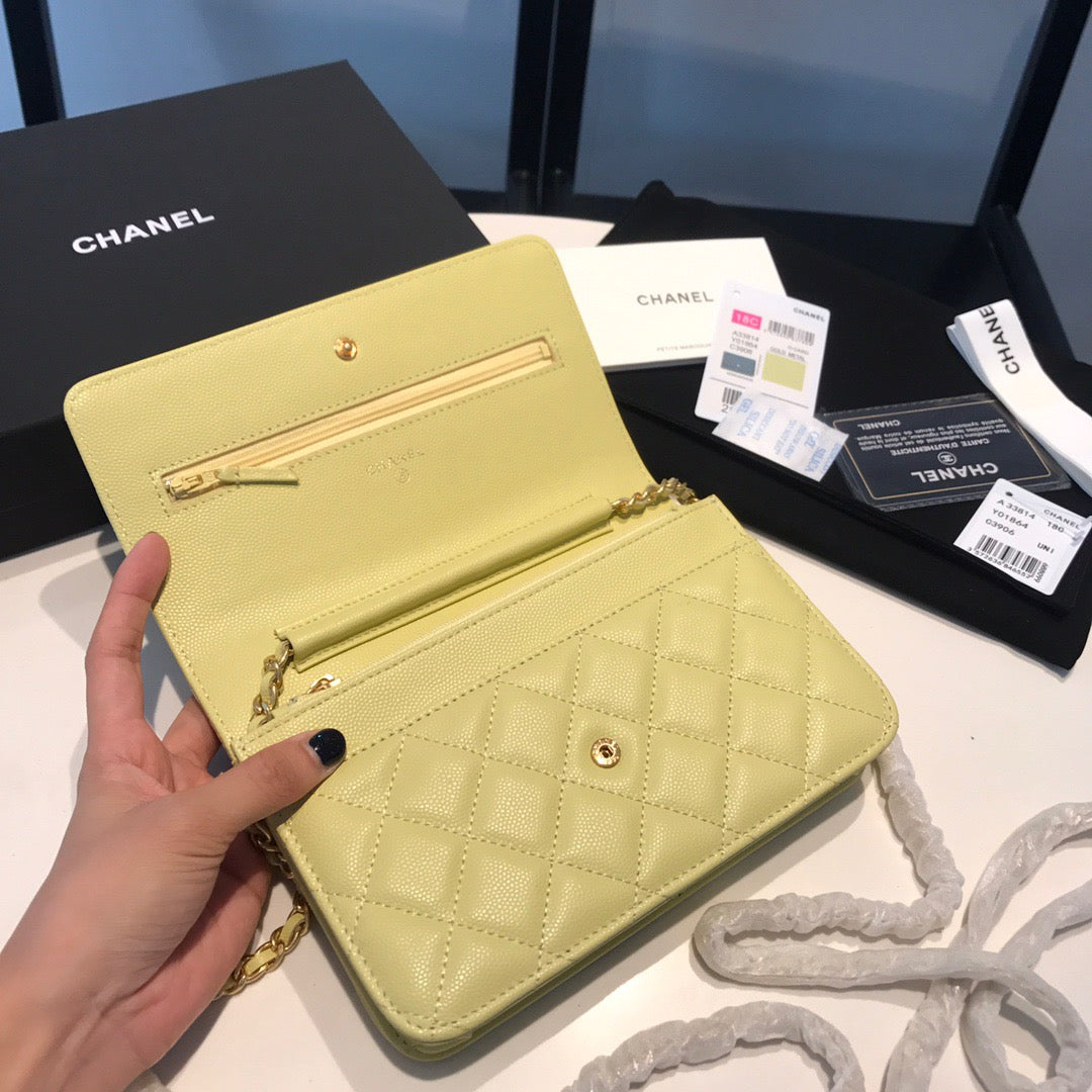 Chanel Wallet On Chain In Yellow Calfskin