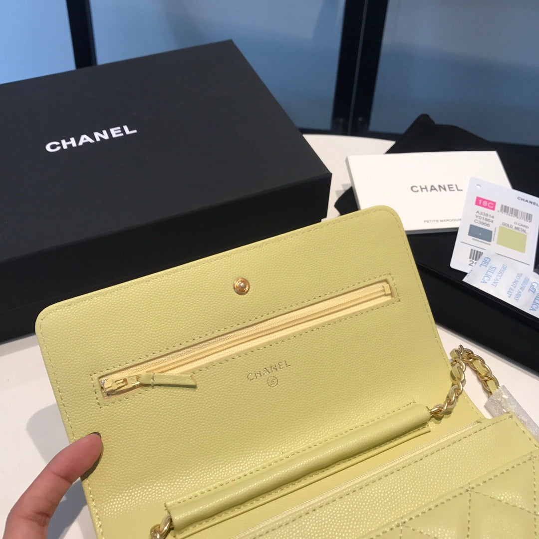 Chanel Wallet On Chain In Yellow Calfskin