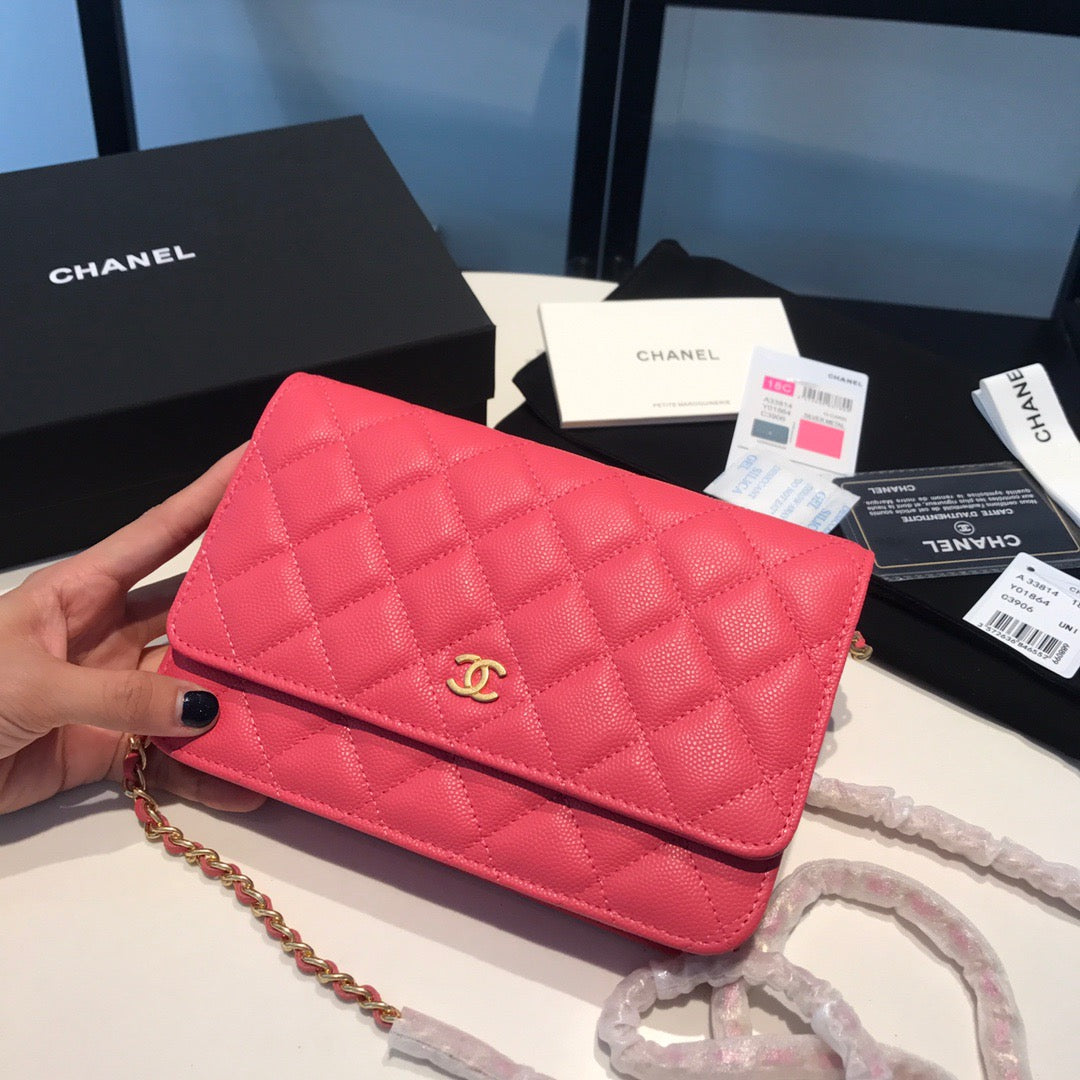 Chanel Wallet On Chain In Rose Red Calfskin