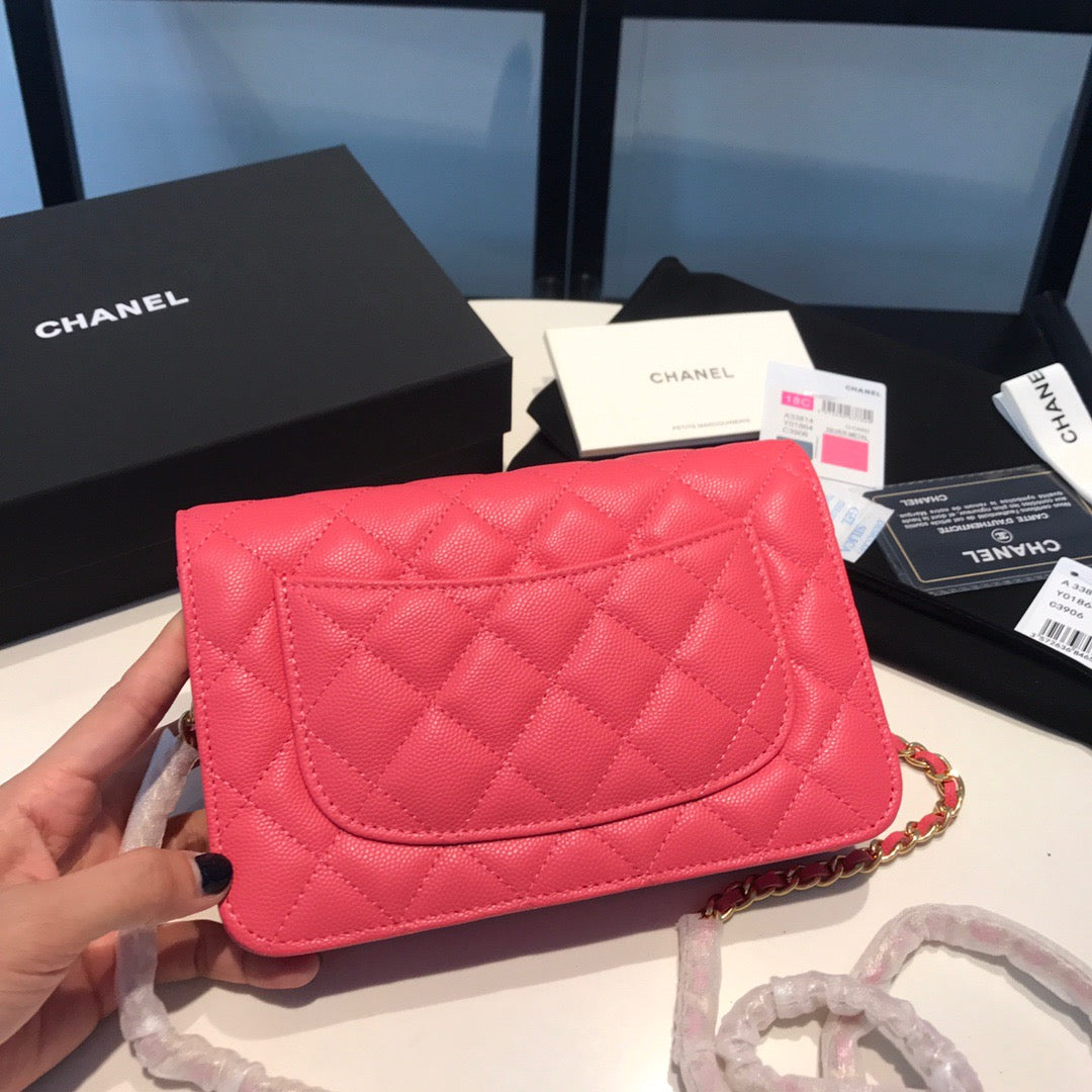 Chanel Wallet On Chain In Rose Red Calfskin