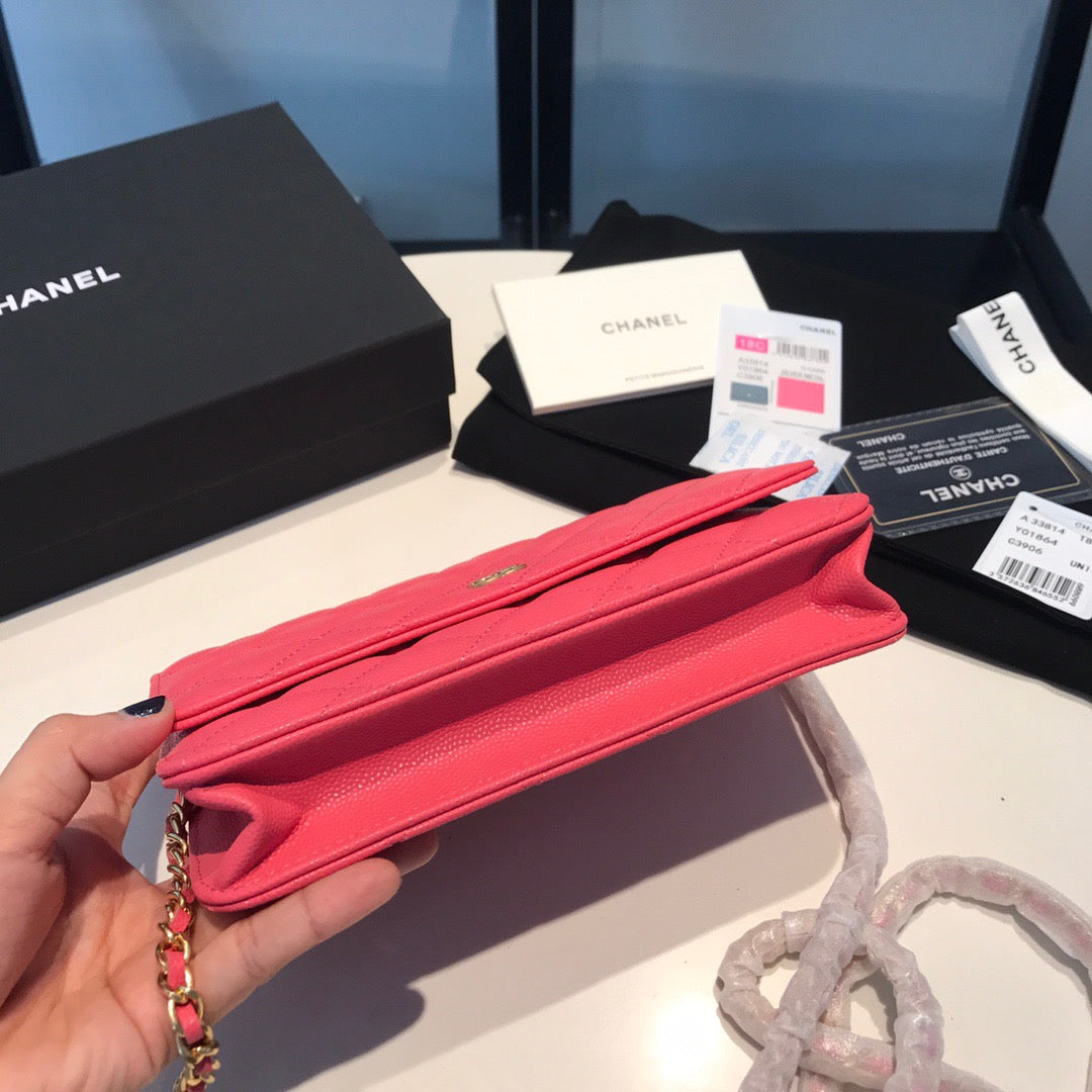 Chanel Wallet On Chain In Rose Red Calfskin