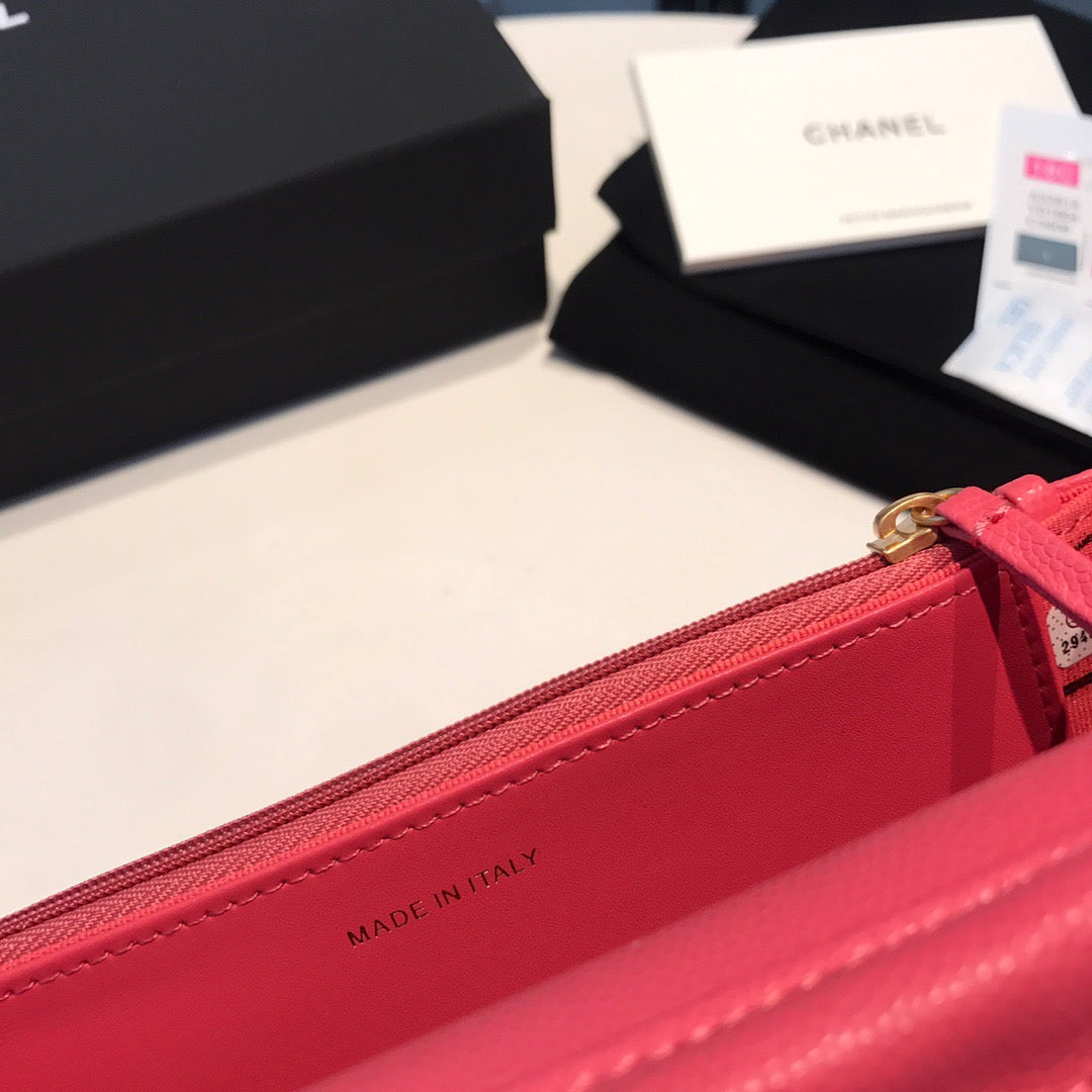 Chanel Wallet On Chain In Rose Red Calfskin