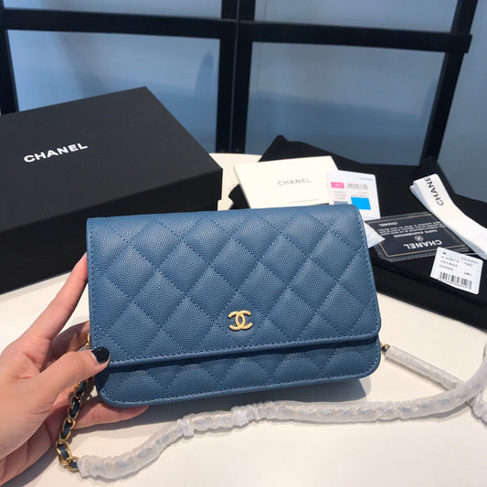 Chanel Wallet On Chain In Blue Calfskin