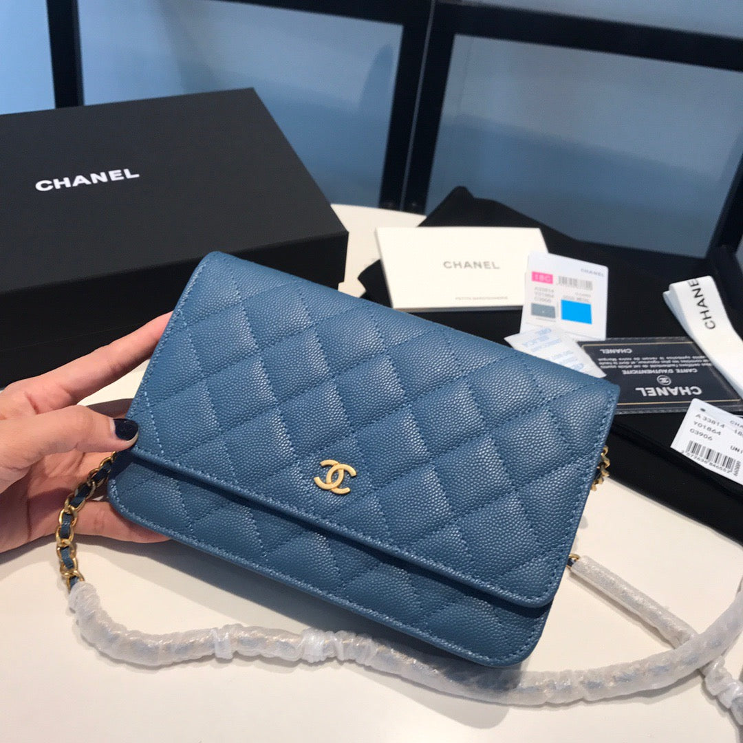 Chanel Wallet On Chain In Blue Calfskin