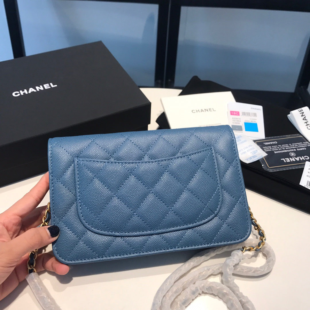 Chanel Wallet On Chain In Blue Calfskin