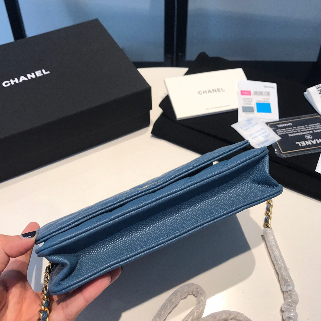 Chanel Wallet On Chain In Blue Calfskin