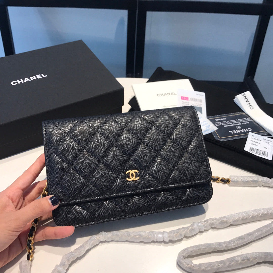 Chanel Wallet On Chain In Black Calfskin