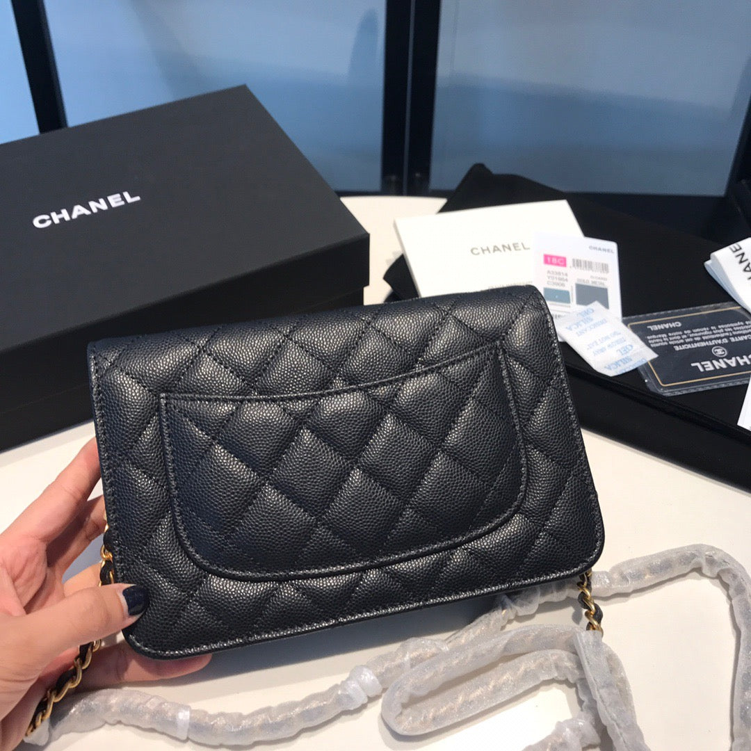 Chanel Wallet On Chain In Black Calfskin