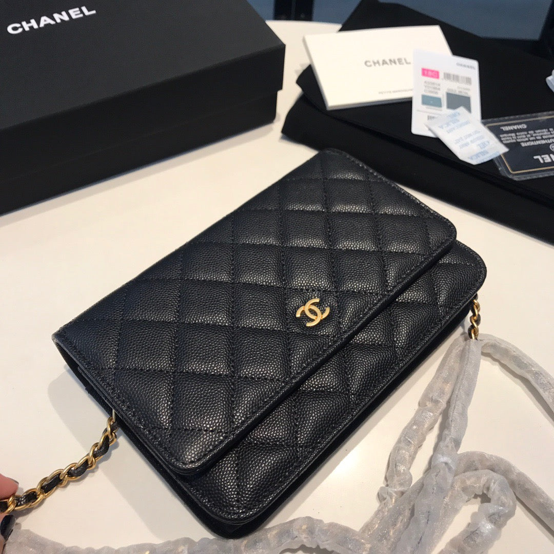 Chanel Wallet On Chain In Black Calfskin