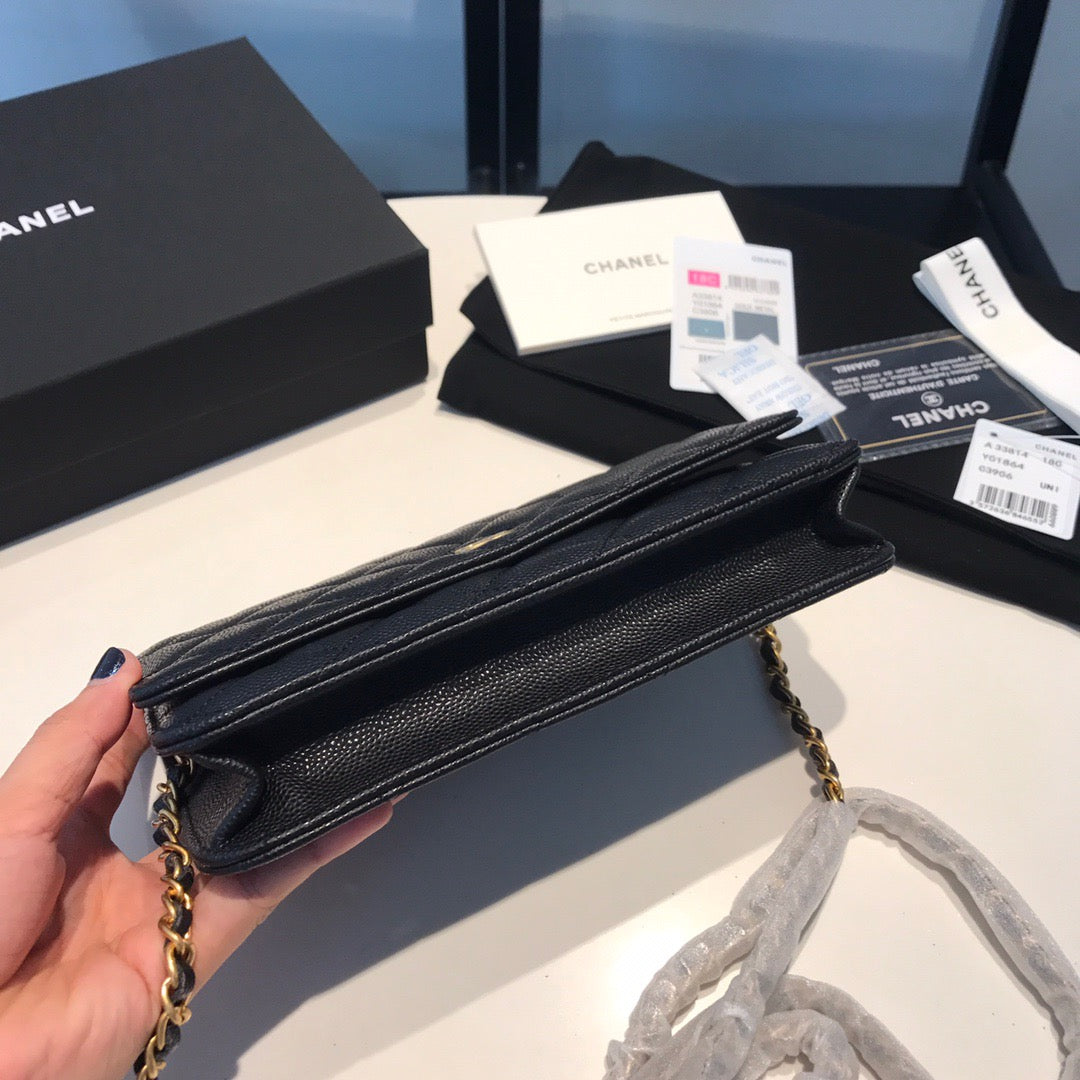 Chanel Wallet On Chain In Black Calfskin