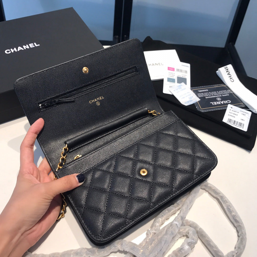 Chanel Wallet On Chain In Black Calfskin