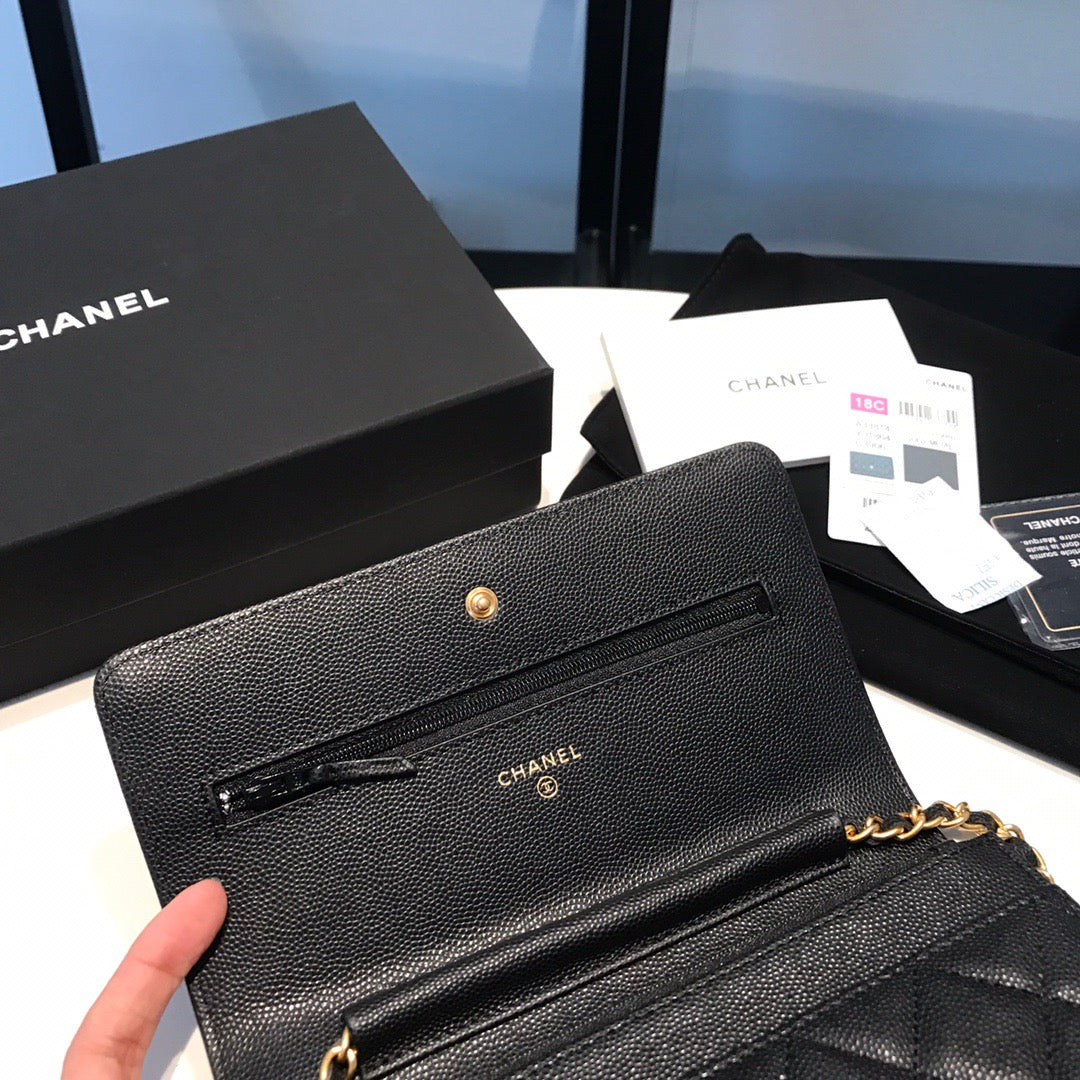 Chanel Wallet On Chain In Black Calfskin