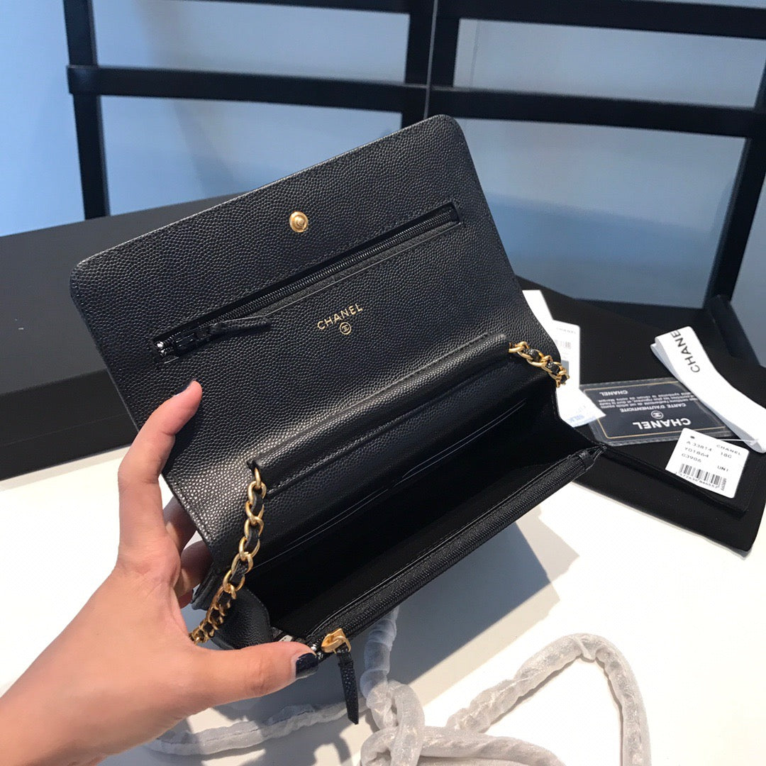 Chanel Wallet On Chain In Black Calfskin