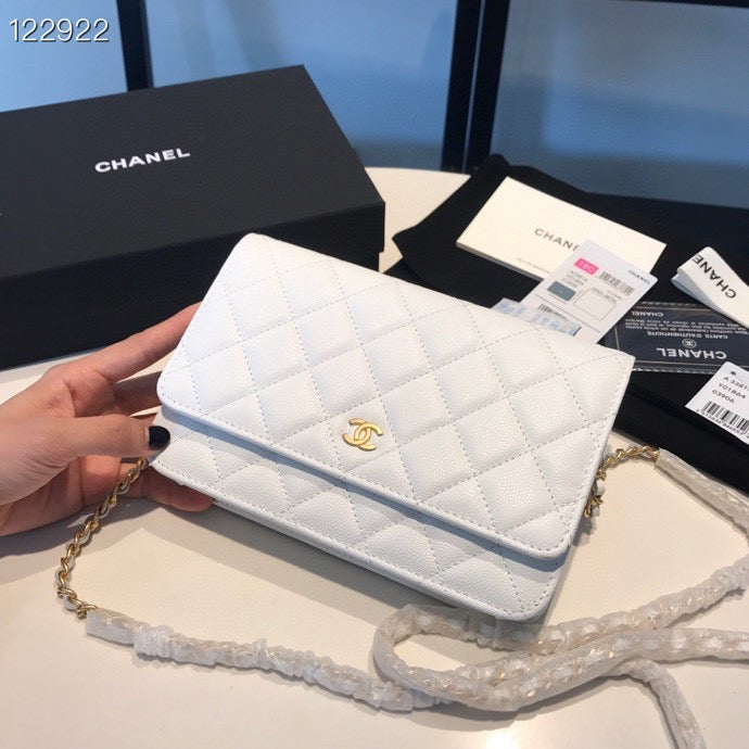 Chanel Wallet On Chain In White Calfskin