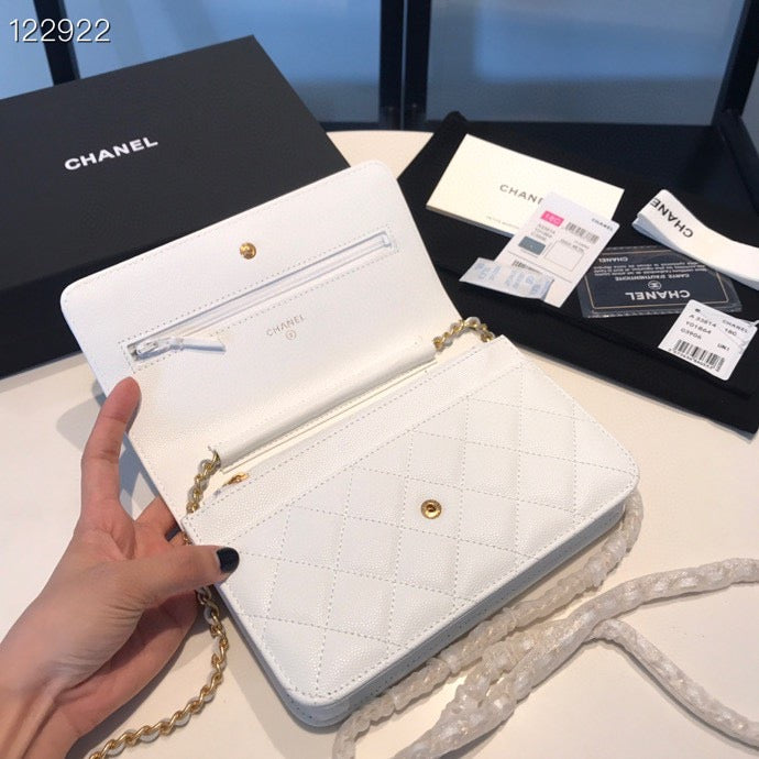 Chanel Wallet On Chain In White Calfskin