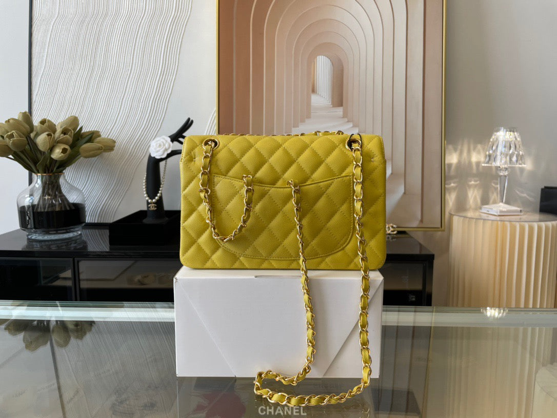 Chanel Classic Flap Small In Yellow Calfskin