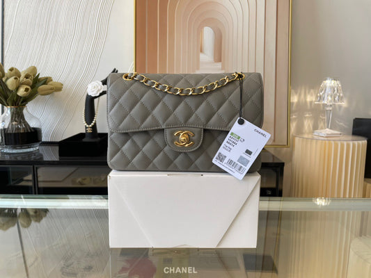 Chanel Classic Flap Small In Gray Calfskin