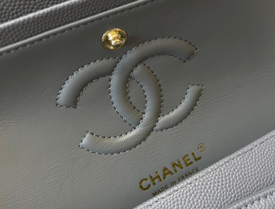 Chanel Classic Flap Small In Gray Calfskin