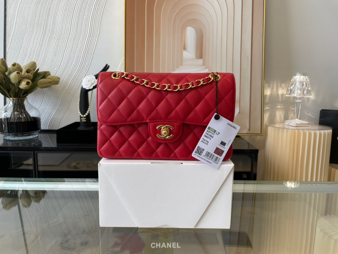 Chanel Classic Flap Small In Red Calfskin