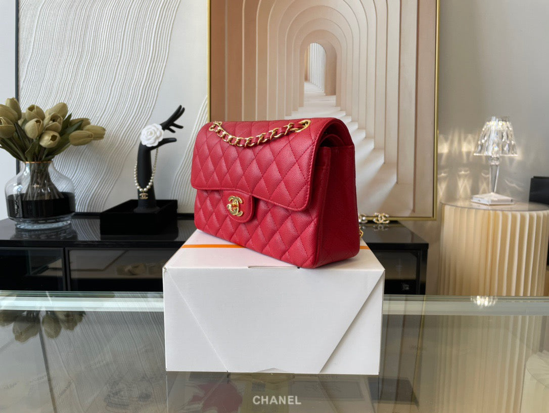 Chanel Classic Flap Small In Red Calfskin