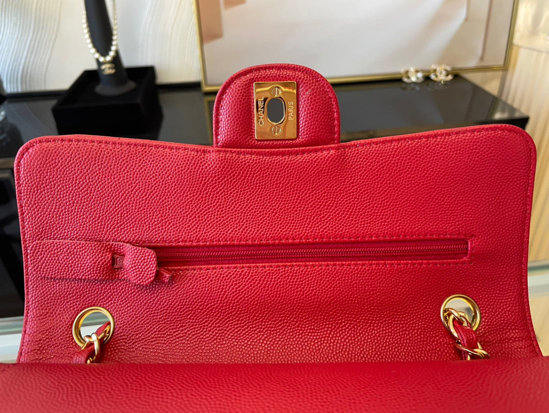 Chanel Classic Flap Small In Red Calfskin