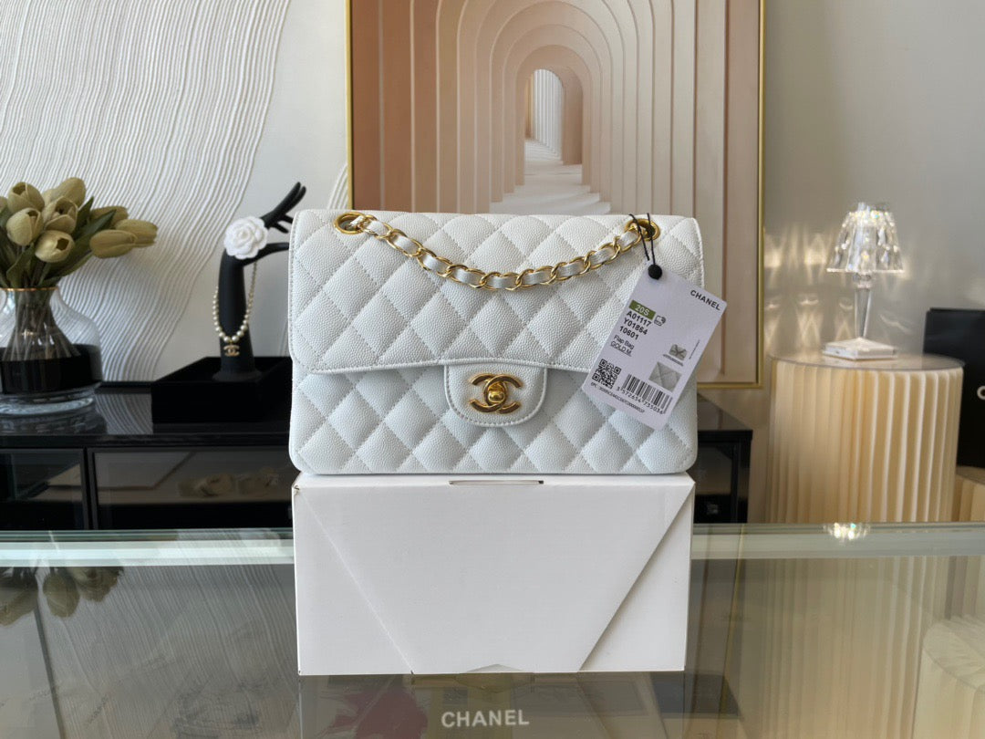 Chanel Classic Flap Small In White Calfskin