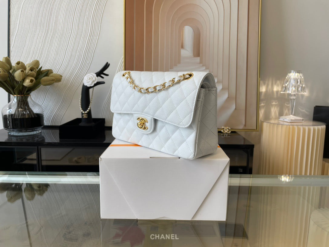 Chanel Classic Flap Small In White Calfskin