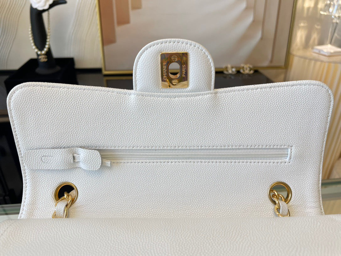 Chanel Classic Flap Small In White Calfskin