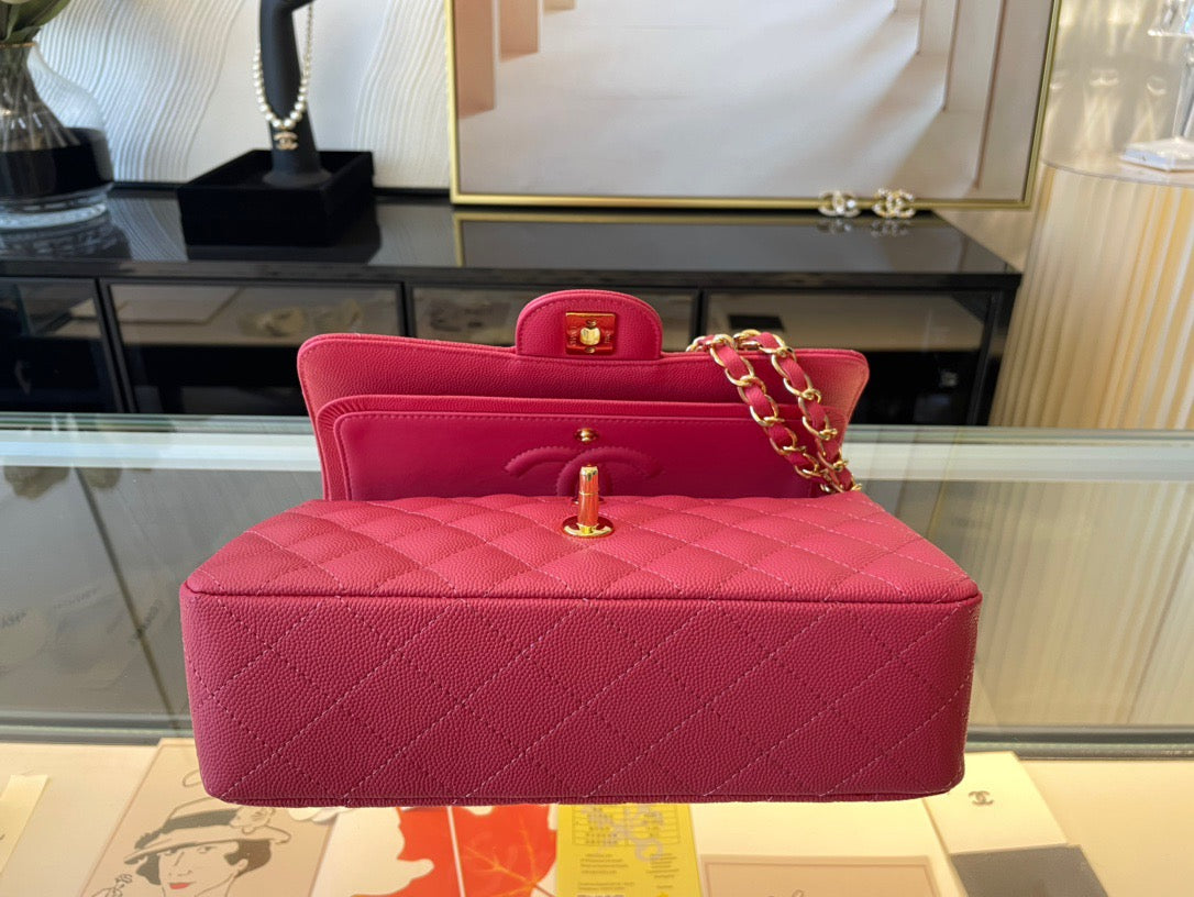 Chanel Classic Flap Small In Rose Red Calfskin