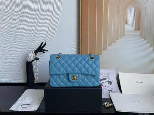 Chanel Classic Flap Small In Blue Du Nord Calfskin