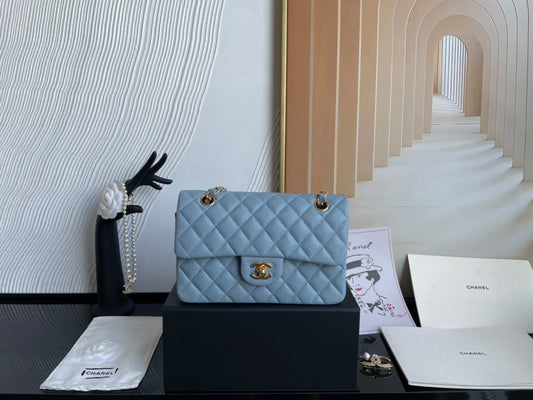 Chanel Classic Flap Small In Light Blue Calfskin